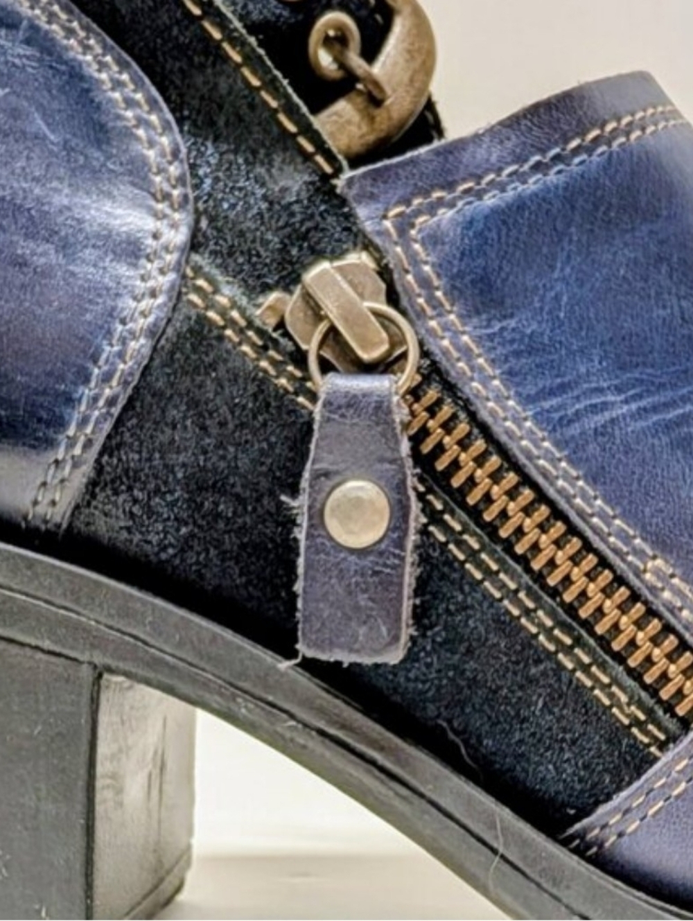Fly London Lepu Leather Ankle Strap Booties in Navy Blue - Picture 4 of 6